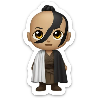 Jedi sith. Half body white skin black hair Mohawk style sticker