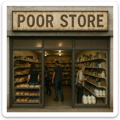 Convenience store named poor store and more sticker