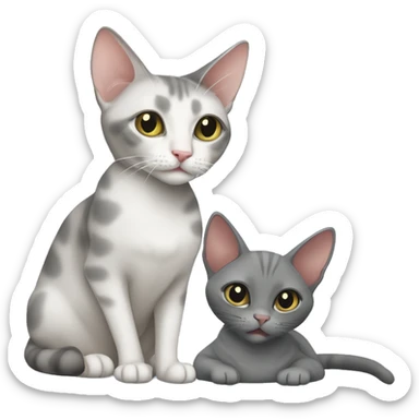 One grey house cat and one grey oriental shorthair cat sticker