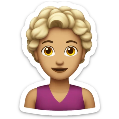 mujer mayor pelo corto contando sticker