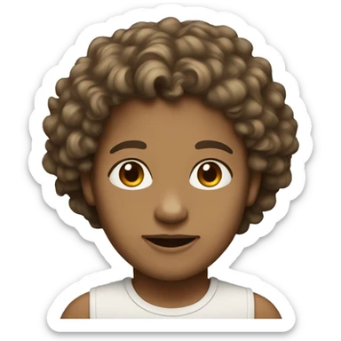 Person, light skin color, wavy/curly hair, brown eyes sticker