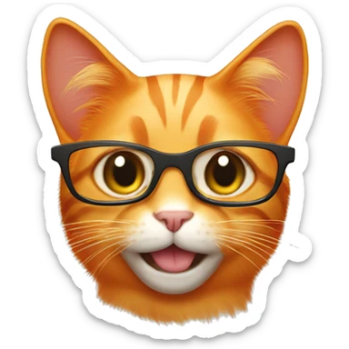 orange cat with glasses saying good morning  sticker