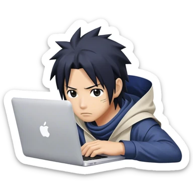 Sasuke with macbook  sticker