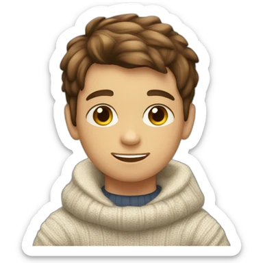 young boy brown hair and eyes with faded haircut sitting in christmas sweather sticker