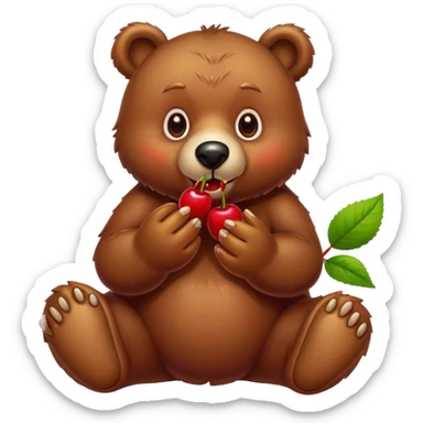 Bear eating cherrys sticker