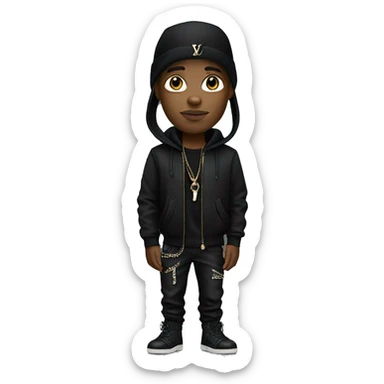 Rapper wearing black Louis vuitton outfit realistic sticker