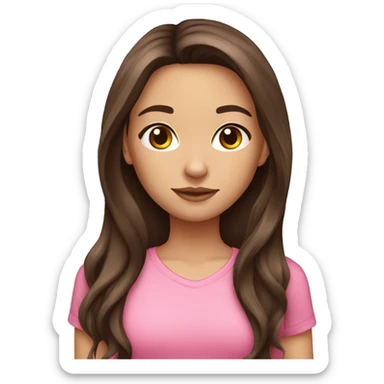 brunette girl long hair pink shirt sticker