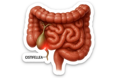 CISTIFELLEA E INTESTINO SONO COLLEGATI NEL DOLORE, iperrealistico 4k sticker