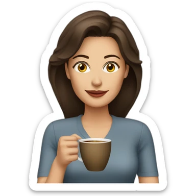 mid age brunette woman drinking coffee sticker