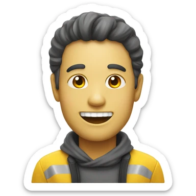 Smiling emoji with yellow bone in its  sticker