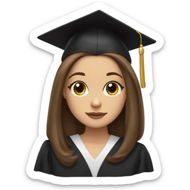 Brown haired white girl in graduation cap holding black long haired dachshund  sticker