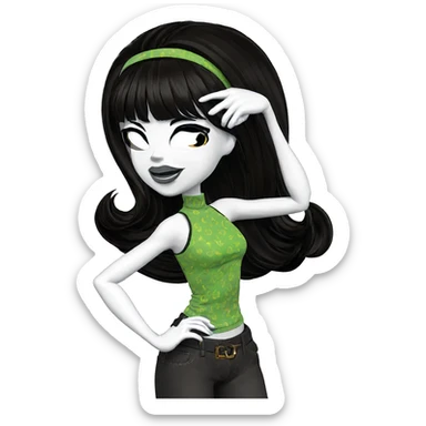 smiling girl with long hair sticker