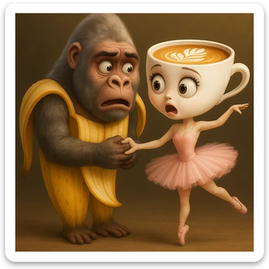 Edit the image to give both characters different surprised expressions, keeping their original style, outfits, and colors exactly as in the reference image. sticker