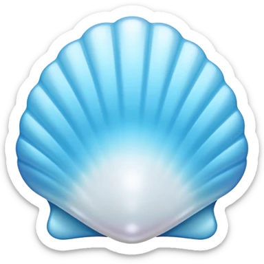 Light blue shell emoji, pearl texture, soft gradient, smooth curves, glossy finish sticker