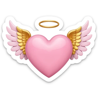 Pink heart with angel wings sticker