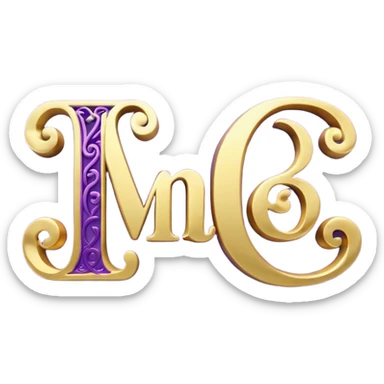 3D text that spells "me" in a shiny purple fancy font  sticker
