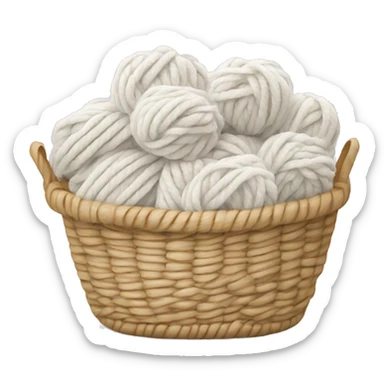 Basket of white wool yarn sticker