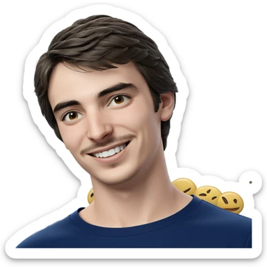 smiling boy in blue shirt sticker