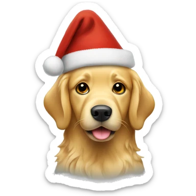Golden retriever with Christmas hat sticker