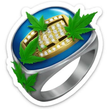 Super Bowl ring with pot leaf on it sticker