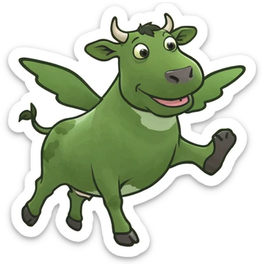 Flying cow going over the moon sticker
