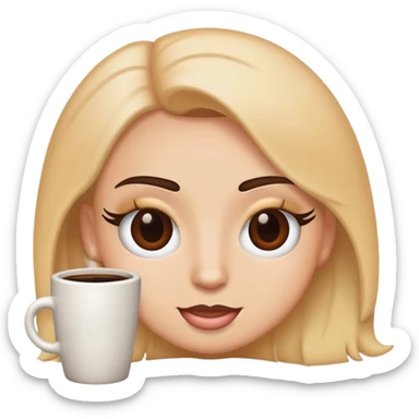 Emoji with eyelashes and coffee sticker