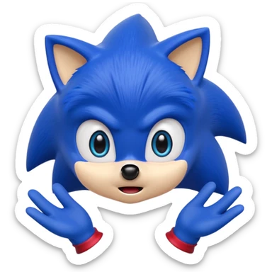 Sonic the Hedgehog with a surprised expression, vibrant cartoon style sticker