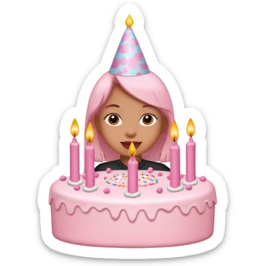 birthday girl emoji but not an actual girl i need the "birthday girl" words with cute baby pink font and a cake sticker