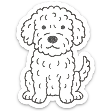 roan Lagotto Romagnolo dog hand-drawn outline icon sticker