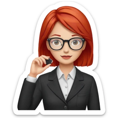 tailor woman with red hair and glasses sticker