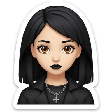 Goth girl black hair brown eyes cool lightbrown skin sticker