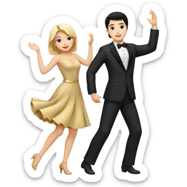 couple dancing full body man black hair woman blonde sticker