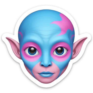 alien living in desert, pink/blue colorful, accessories, just face  sticker