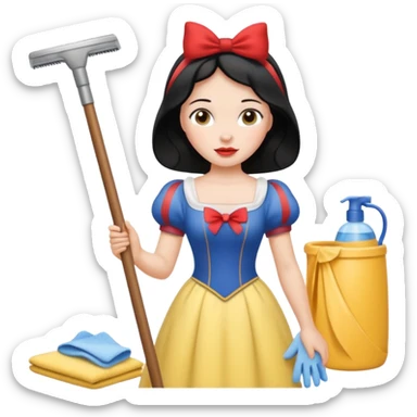 Snow White cleaning her bedroom sticker