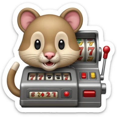 animal playing a slot machine sticker
