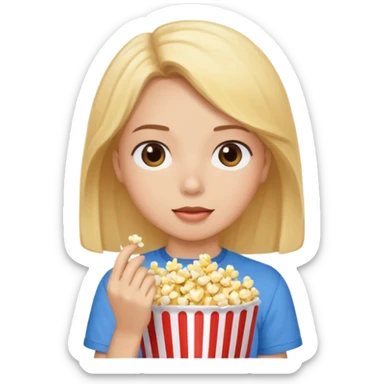 Girl eating popcorn sticker