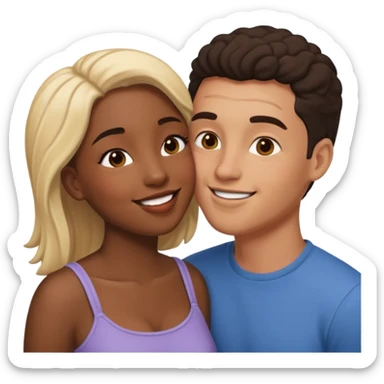 interracial couple kissing sticker