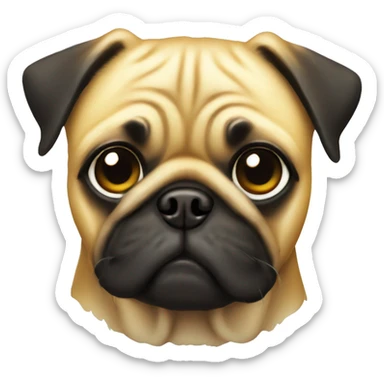 golden shiny coin face of a pug on it sticker