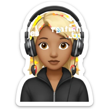 blonde black woman wearing headphones sticker