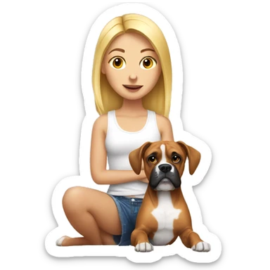 Blonde girl with boxer dog  sticker