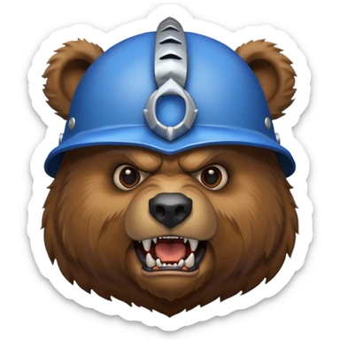 Bear wearing blue horned helmet growling sticker