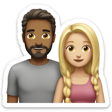 Man with dark brown long hair with beard hugging girl with long blonde hair  sticker