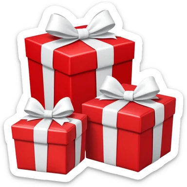 3 red gift boxes with white bows sticker