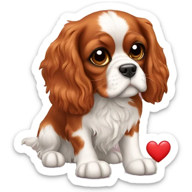 Cavalier King Charles Spaniel holds a heart in his paws sticker