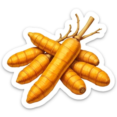 Turmeric root with golden glow, anti-inflammatory food sticker