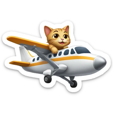 cat riding on an airplane sticker