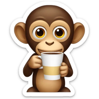 a monkey drinking coffee sticker