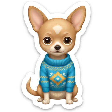 Tan chihuahua wearing a sweater sticker