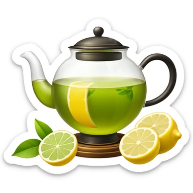 fresh green tea and lemons sticker