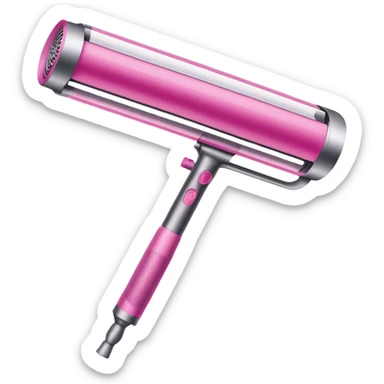 Pink Dyson Airwrap styling wand, long cylindrical barrel with rounded curling attachment, glossy pink body, silver accents, realistic sticker